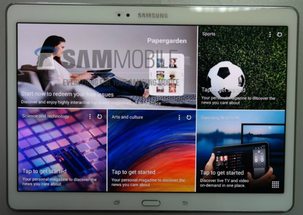 Samsung Galaxy Tab S 10.5 edestä SamMobilen julkaisemassa vuotokuvassa