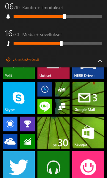 Windows Phone 8.1:n äänenvoimakkuuden asetus