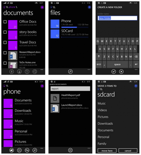 Windows Phonen tuleva tiedostojen hallintasovellus