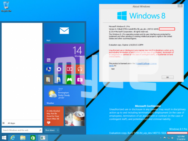 Windows 9 -kuvakaappaus 1
