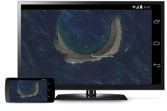 Matkapuhelimen näkymä lähetettynä television ruudulle Chromecastin avulla