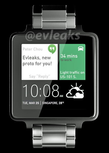 Jäljennös HTC:n oletetusta, tulevasta Android Wear -kellosta