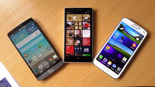 LG G3, Nokia Lumia 930 ja Samsung Galaxy S5