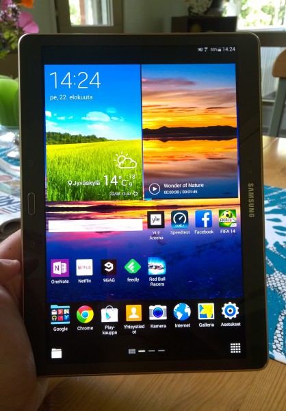 Galaxy Tab S 10.5:ssä kuvasuhde on 16:10.