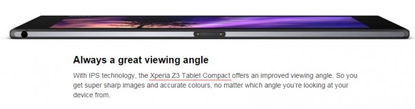 Xperia Z3 Tablet Compact mainittuna Xperia Z2 Tablet -sivustolla