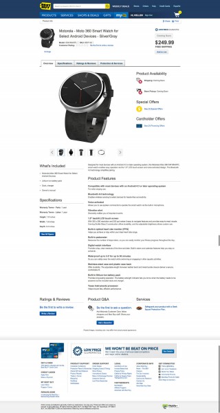 Moto 360 Best Buyn sivustolla