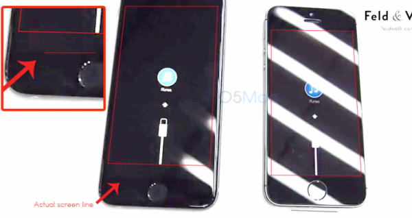 Feld & Volkin kasaama "iPhone 6" käyttää pienempää näyttöä 4,7-tuumaisen etupaneelin alla. Lisäksi iTunes-logo paljastaa, ettei laitteessa ole uusinta iOS 8 -käyttöjärjestelmää.