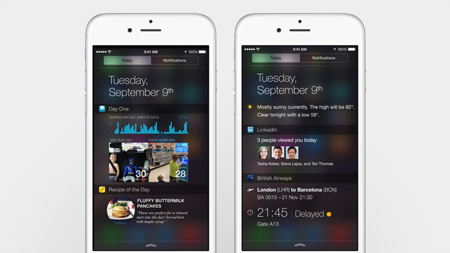 iOS 8 mahdollistaa pienoissovellukset ilmoituskeskuksessa