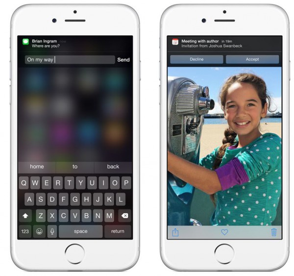 iOS 8:ssa viesteihin voi vastata ilmoituskeskuksessa