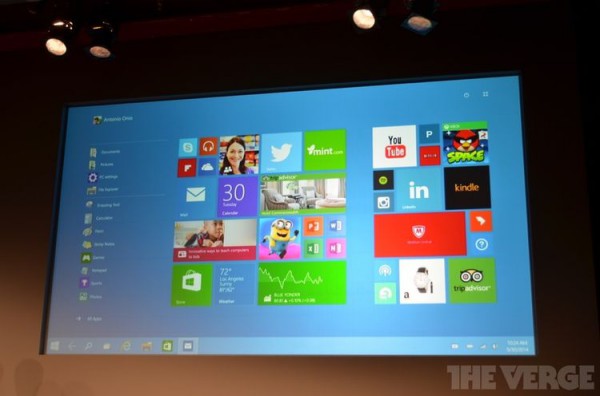 Kuva: The Verge Kosketunäytöllisten laitteiden kotinäkymä Windows 10:ssä