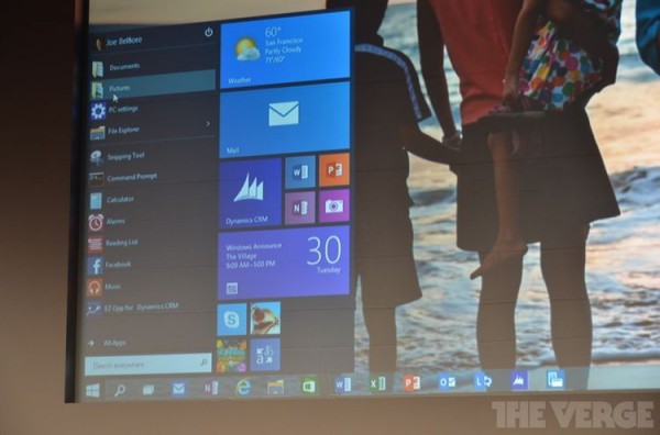 Kuva: The Verge Tältä näyttää Windows 10:n Käynnistä-valikko