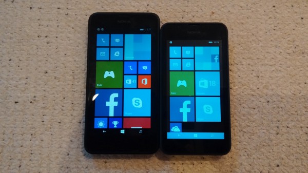 Vasemmalla Lumia 630 ja oikealla Lumia 530