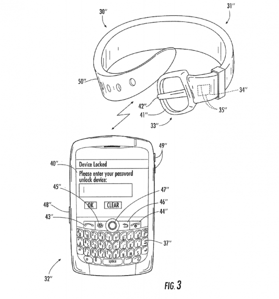 Kuva BlackBerryn älyranneke-patentista