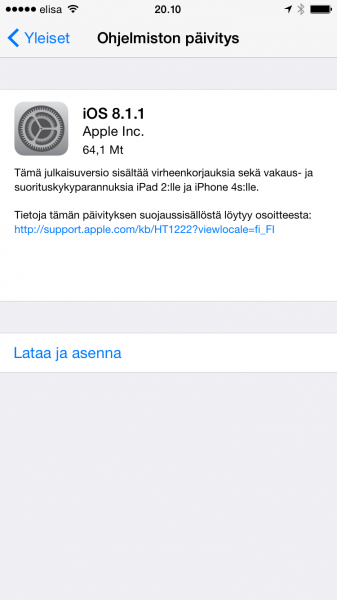 iOS:n versio 8.1.1