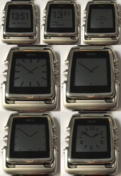Meta Watch M1:n kellotauluvaihtoehtoja