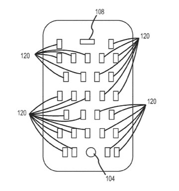 Applen patentissa kuvaillaan etupaneeliin integroidut anturit, jotka tunnistavat paneeliin kohdistuvaa vääntöä ja iskuja.