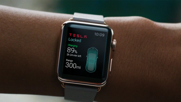 Eleks Labin kehittämä Apple Watch -sovellus Tesla Model S -auton toimintojen ohjaamiseen.