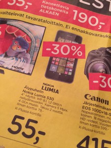Myös K-citymarketissa Lumia 530 siirrettiin aleen viime viikolla