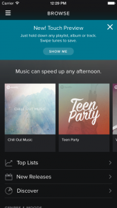 Spotifyn uusin toiminto on Touch Preview -esikuuntelu