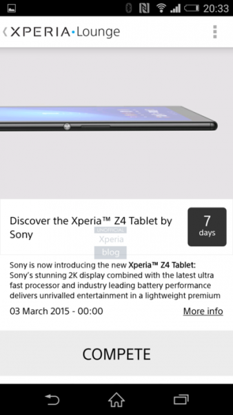 Sony vuoti tulevan Xperia Z4 Tabletin itse.