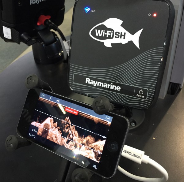 Raymarinen Wi-Fish ja Apple-laitteessa pyörivä simulaatio kaikuluotaimen antamista tiedoista