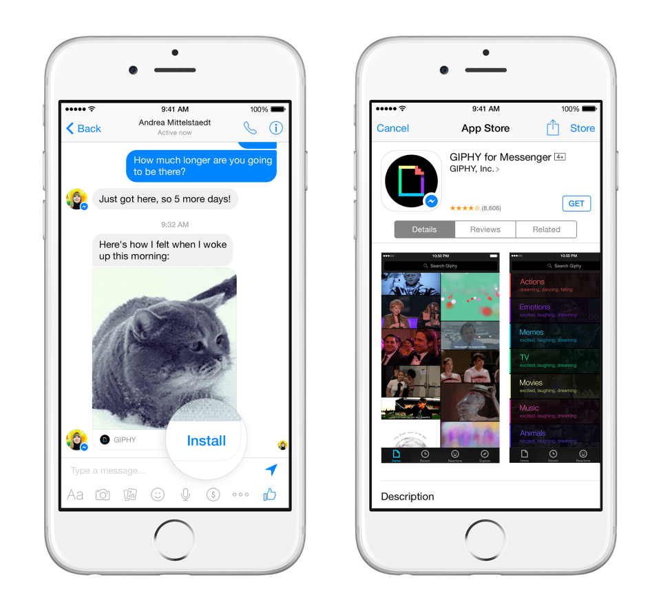 Messenger Platform mahdollistaa muiden sovellusten yhdistämisen Facebookin Messenger-sovellukseen. Luvassa siis lisää kuvia, videoita, animaatioita, ääntä ja ehkä joskus jotain hyödyllistäkin.