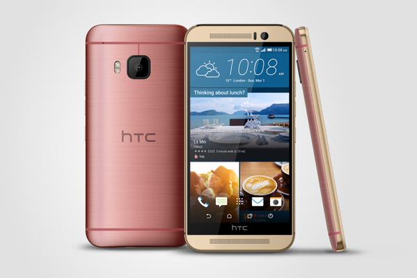 HTC One M9 vaaleanpunaisena
