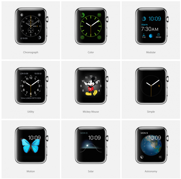 Eri kellotauluja Apple Watchille, joita voi säätää yksityiskohdista omiin mieltymyksiin