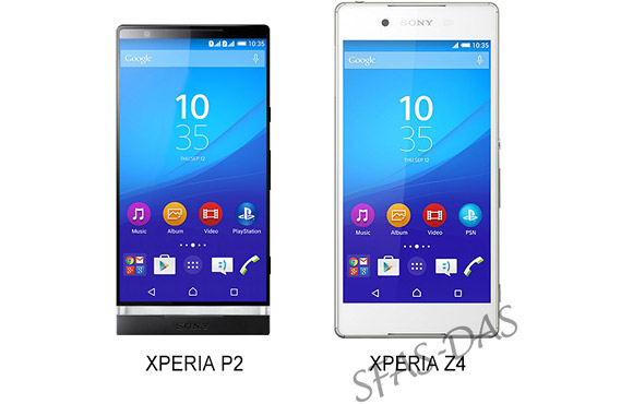 Sony Xperia P2 ja Xperia Z4 rinnakkain vuotokuvassa
