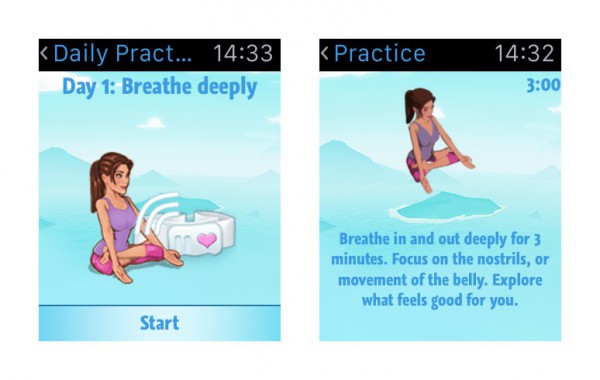 Mindful Watch tarjoaa yksinkertaisesti hengitysharjoitteita.