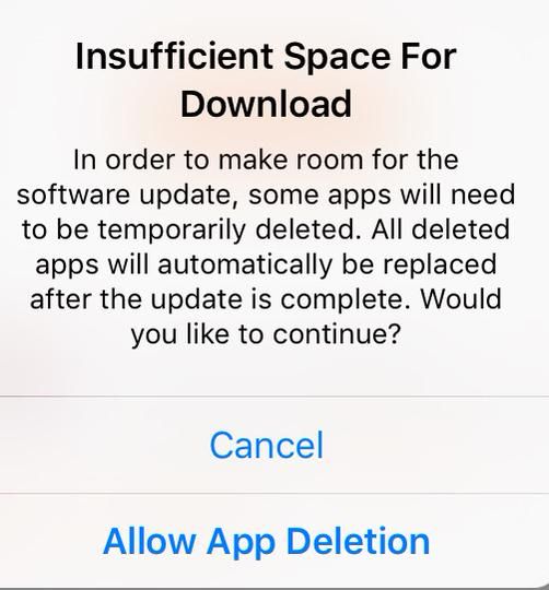 iOS 9 voi vapauttaa tilaa päivittämistä varten poistamalla sovelluksia automaattisesti. Päivityksen jälkeen sovellukset asennetaan uudelleen.