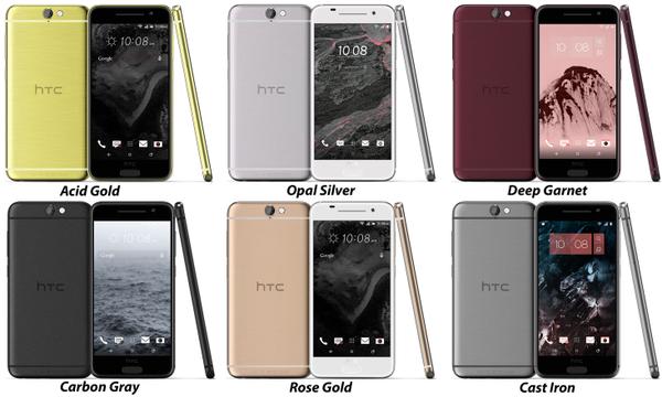 HTC One A9 ja kuusi värivaihtoehtoa @evleaksin kuvassa