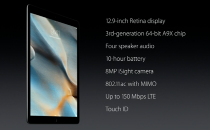 iPad Pron teknisiä ominaisuuksia