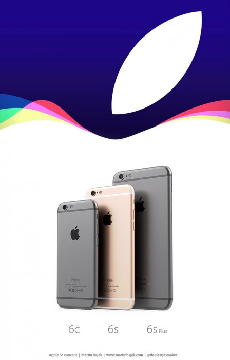 iPhone 6c:n mahdollinen koko ja muotoilu iPhone 6s:n ja iPhone 6s Plussan rinnalla