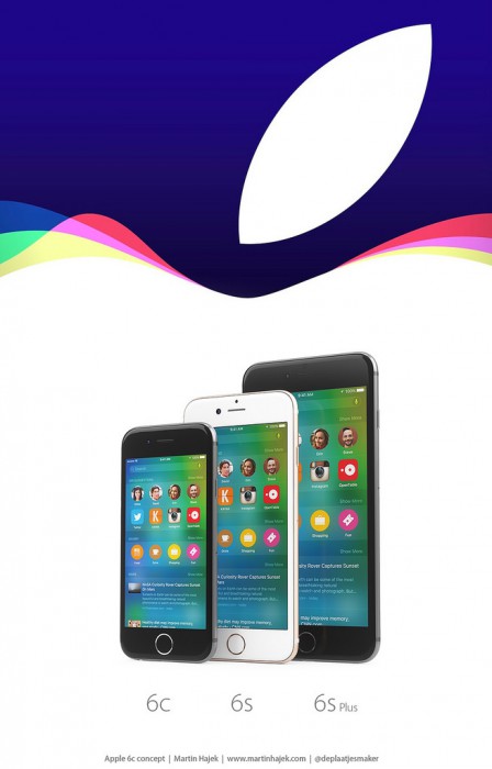 (Martin Hajek) iPhone 6c:n mahdollinen koko ja muotoilu iPhone 6s:n ja iPhone 6s Plussan rinnalla