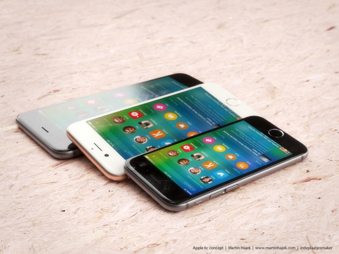 iPhone 6c:n mahdollinen koko ja muotoilu iPhone 6s:n ja iPhone 6s Plussan rinnalla