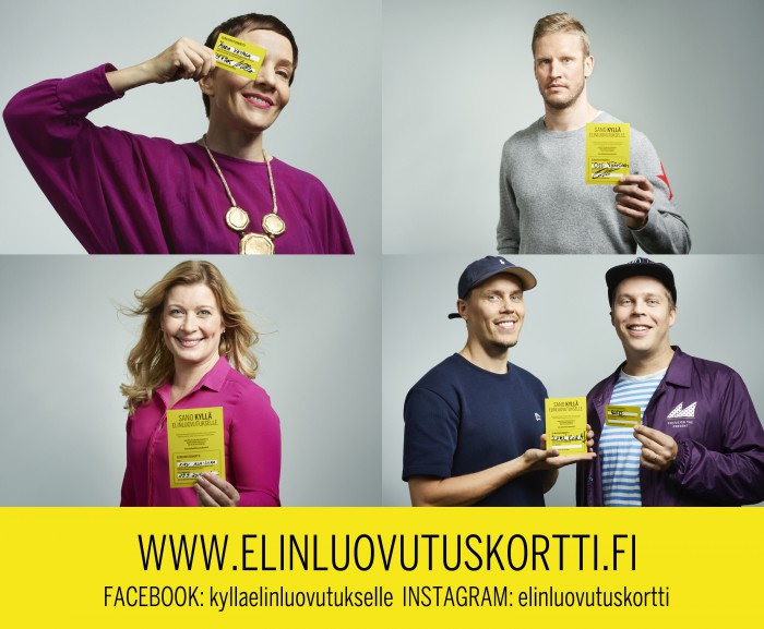 Elinluovutuskortin ovat allekirjoittaneet Maria Veitola, Ossi Väänänen, Kirsi Alm-Siira sekä Karri Koira ja Särre.