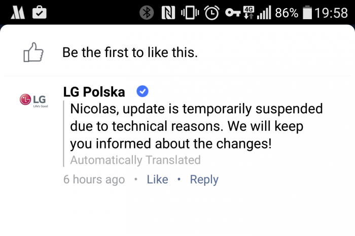 LG G4:n päivitykset keskeytettiin Puolassa