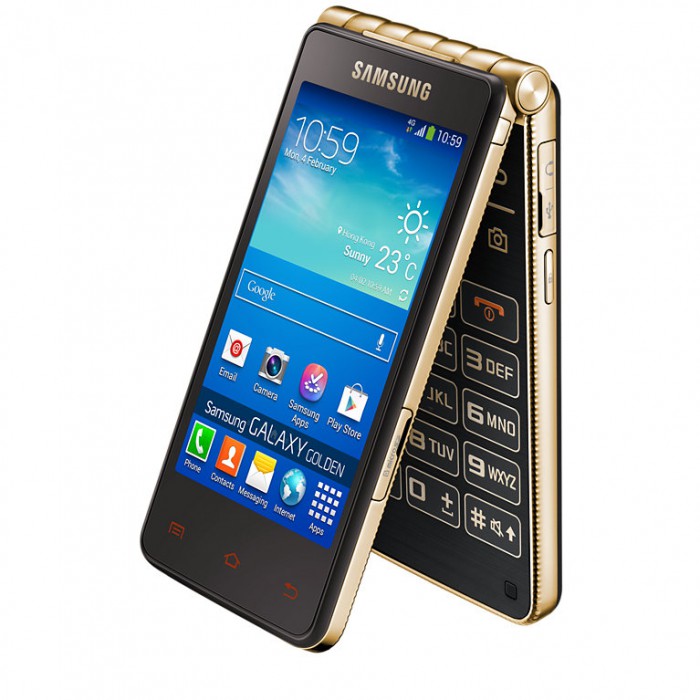 Vuonna 2013 Aasiassa julkaistu kahden näytön simpukkapuhelin Samsung Galaxy Golden.