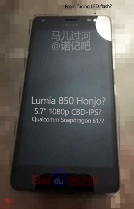 Väitetty Lumia 850 vuotokuvassa