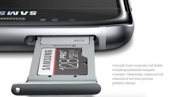 Samsung Galaxy S7 edge muistikortti.