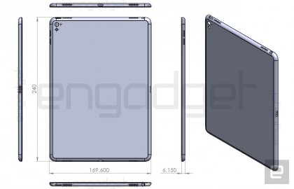 Väitetty iPad Air 3 Engadgetin vuotamassa mallikuvassa.