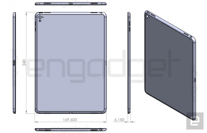 Väitetty uusi 9,7 tuuman iPad Engadgetin aiemmin vuotamassa mallikuvassa.