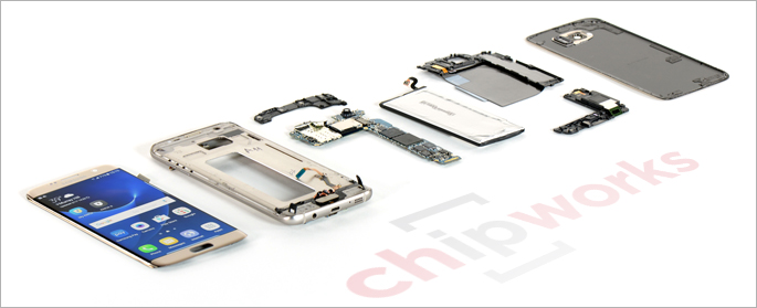 Galaxy S7 edge purettuna. Kuvat: Chipworks.