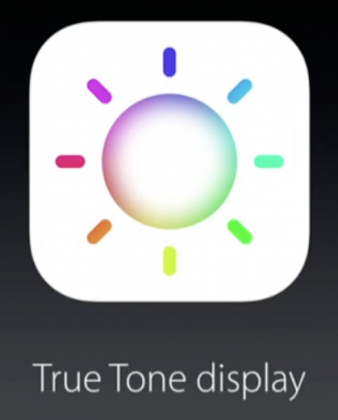 Apple kutsuu kahden värin kuvausvalojaan True Tone -salamoiksi, nyt värilämpötilaltaan mukautuvia näyttöjä True Tone -näytöiksi.