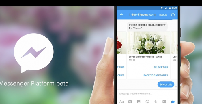 Kukkia voi tilata keskustelemalla Messengerissä botin kanssa.