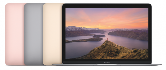 Applen MacBookin kaikki neljä eri värivaihtoehtoa.