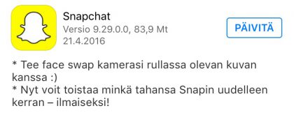 Tiedot Snapchat-pävityksestä iPhonelle.