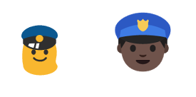Androidin vanha poliisi-emoji vasemmalla, uusi oikealla. Kuva: Gizmodo.