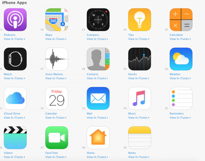 Monet Applen omat sovellukset ilmestyivät App Storeen.